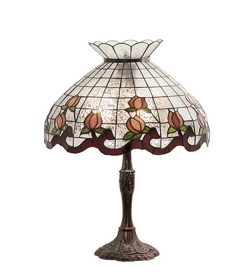 Meyda Tiffany - 232794 - Three Light Table Lamp - Roseborder - Mahogany Bronze