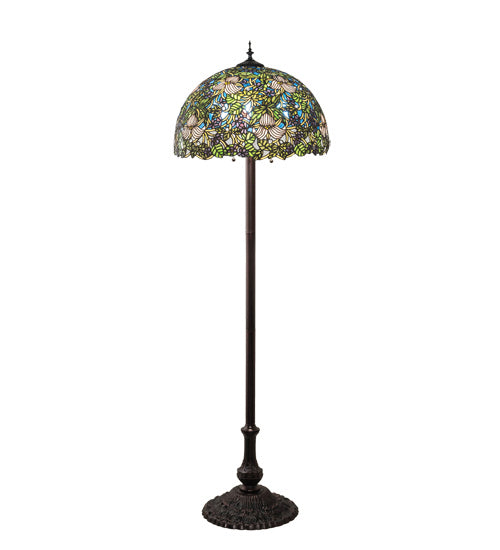 Meyda Tiffany - 24496 - Three Light Floor Lamp - Trillium & Violet - Mahogany Bronze
