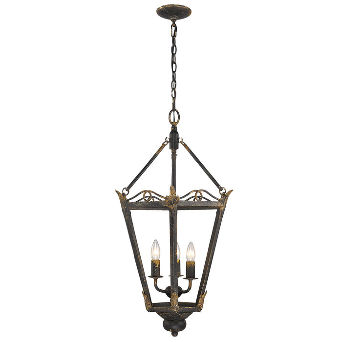 Three Light Pendant from the Matilda collection in Antique Black Iron finish