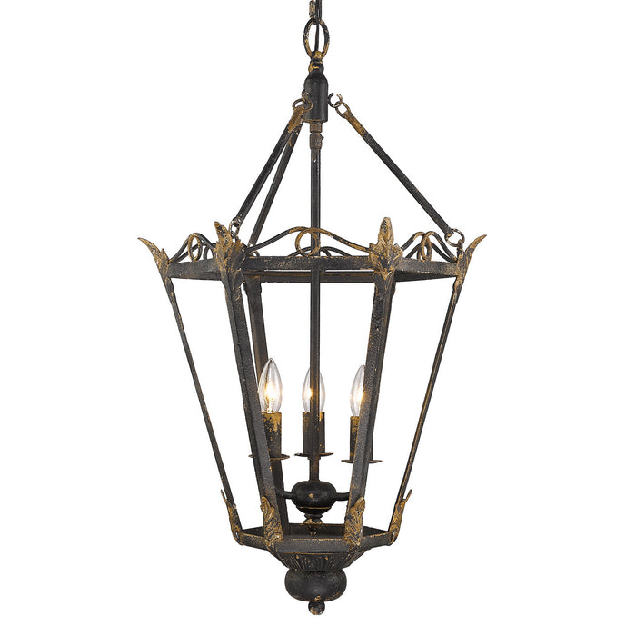 Three Light Pendant from the Matilda collection in Antique Black Iron finish