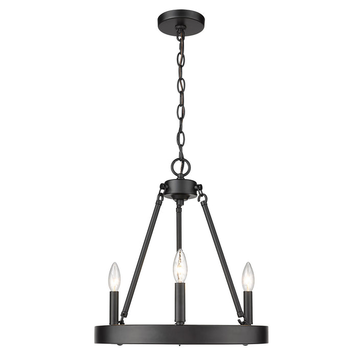 Three Light Chandelier from the Alastair collection in Matte Black finish