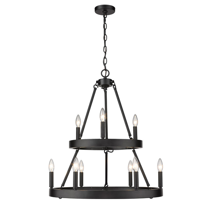Nine Light Chandelier from the Alastair collection in Matte Black finish