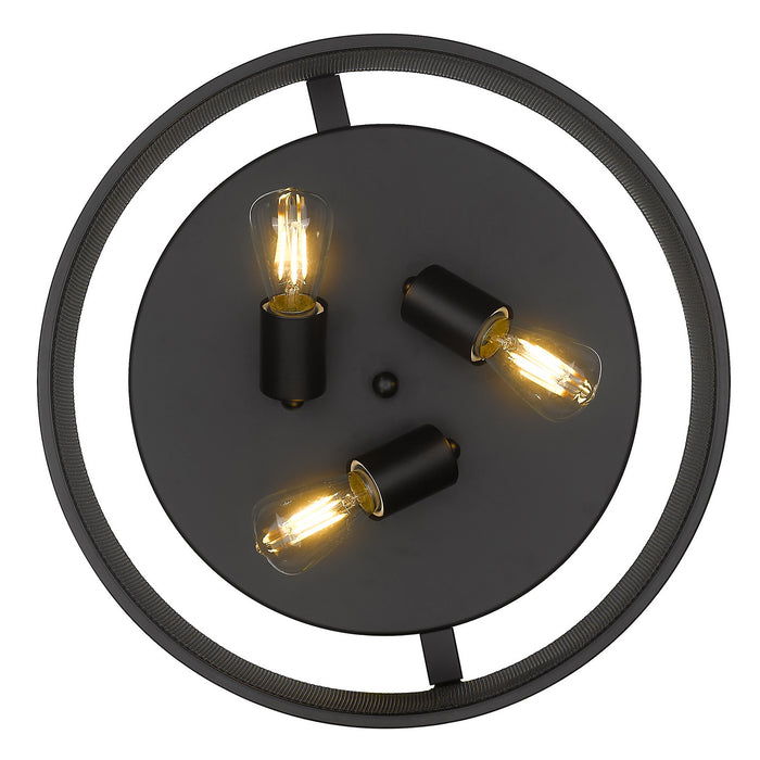 Three Light Flush Mount from the Channing collection in Matte Black finish