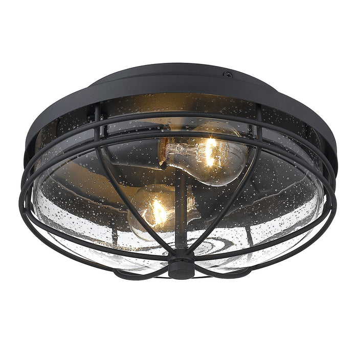 Two Light Outdoor Flush Mount from the Seaport collection in Natural Black (UV) finish