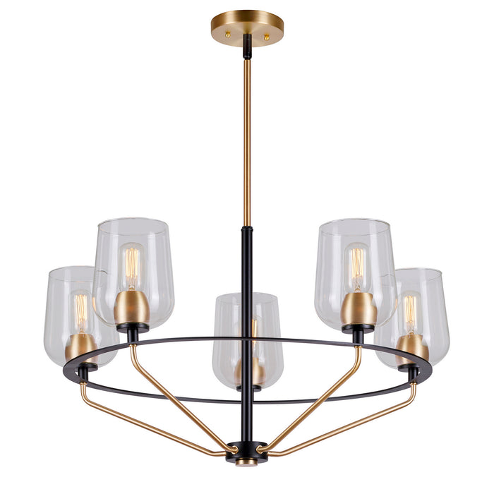 Forte - 2726-05-62 - Five Light Chandelier - Palmer - Black and Soft Gold