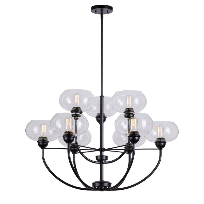 Forte - 2732-09-04 - Nine Light Chandelier - Cameron - Black