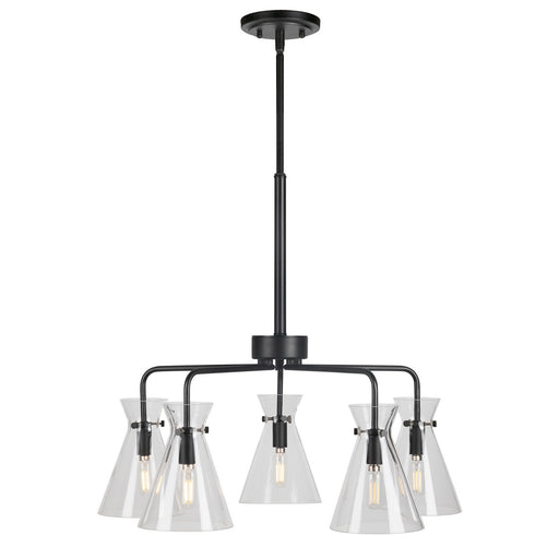 Forte - 2733-05-04 - Five Light Chandelier - Beaker - Black