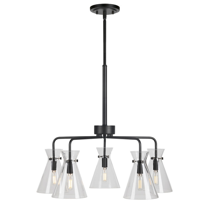Forte - 2733-05-04 - Five Light Chandelier - Beaker - Black