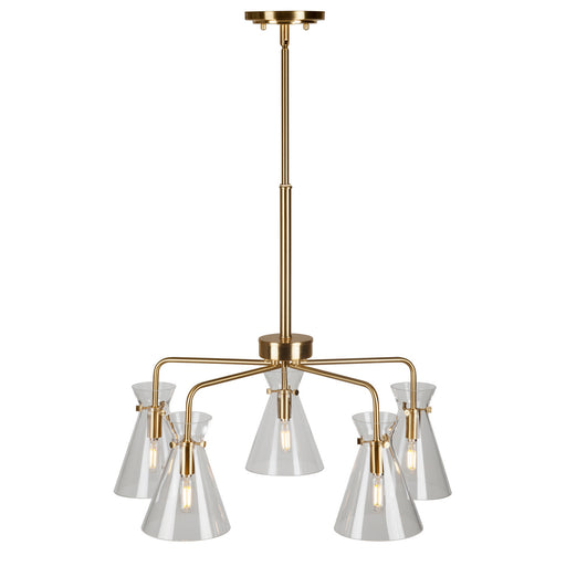 Forte - 2733-05-12 - Five Light Chandelier - Beaker - Soft Gold