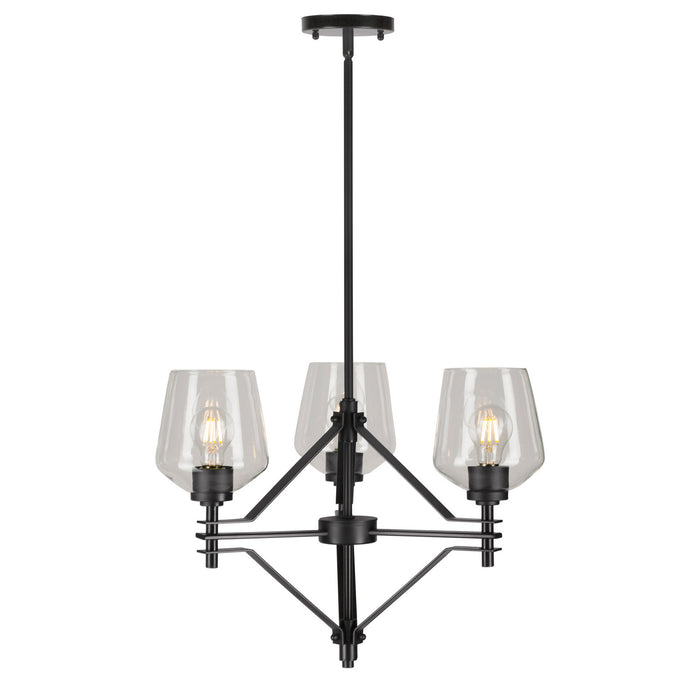 Forte - 2743-03-04 - Three Light Chandelier - Chalice - Black