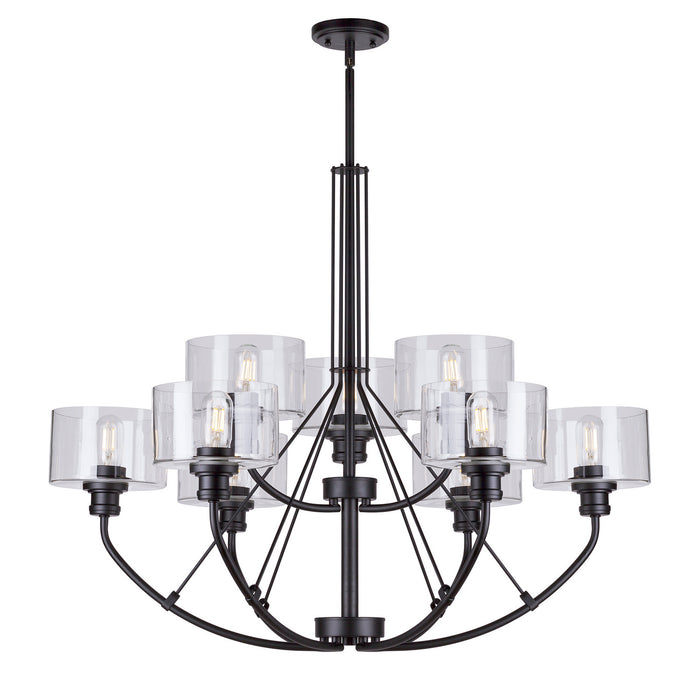 Forte - 2748-09-04 - Nine Light Chandelier - Zane - Black