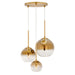 Forte - 2759-03-12 - Three Light Pendant - Callisto - Soft Gold