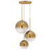 Forte - 2760-03-12 - Three Light Pendant - Callisto - Soft Gold