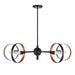 Forte - 7120-05-42 - Six Light Chandelier - Monocle - Black and Gold