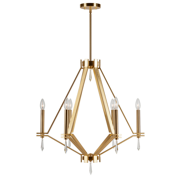 Forte - 7143-06-12 - Six Light Chandelier - Robin - Soft Gold