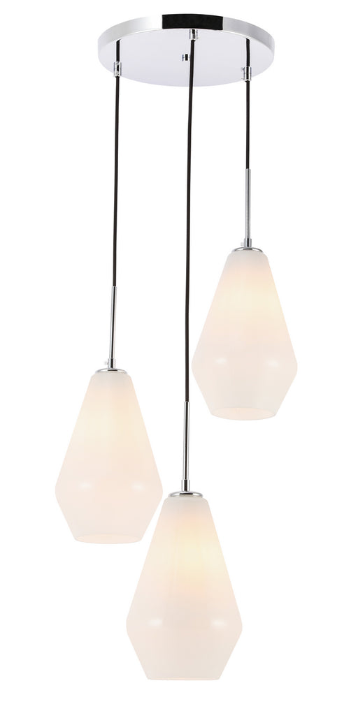 Elegant Lighting - LD2263C - Three Light Pendant - Gene - Chrome And Frosted White Glass