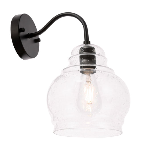 Elegant Lighting - LD6192BK - One Light Wall Sconce - Pierce - Black And Clear Seeded Glass