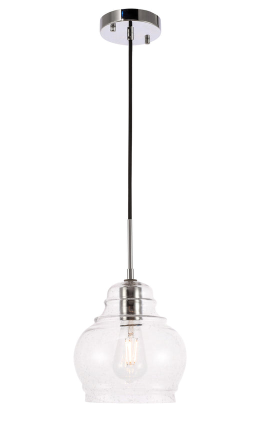 Elegant Lighting - LD6199C - One Light Pendant - Pierce - Chrome And Clear Seeded Glass
