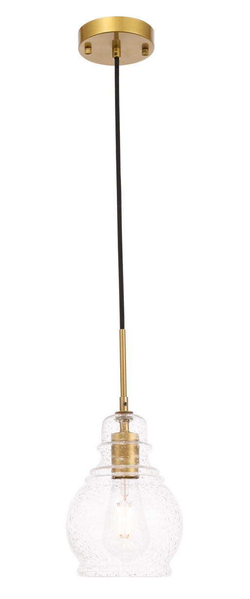 Elegant Lighting - LD6203BR - One Light Pendant - Pierce - Brass And Clear Seeded Glass