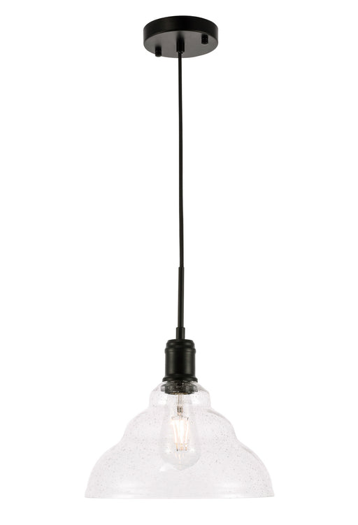 Elegant Lighting - LD6219BK - One Light Pendant - Gil - Black And Clear Seeded Glass