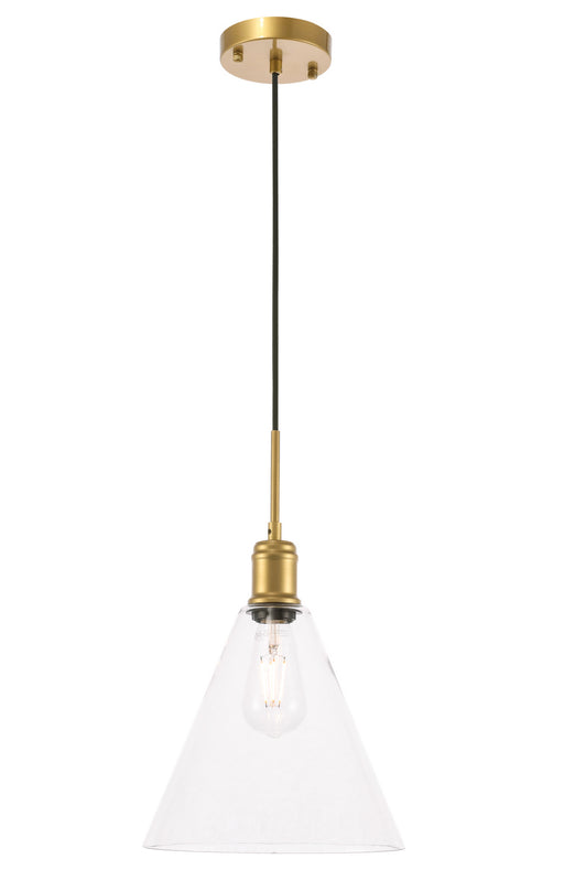 Elegant Lighting - LD6227BR - One Light Pendant - Hugh - Brass And Clear Glass