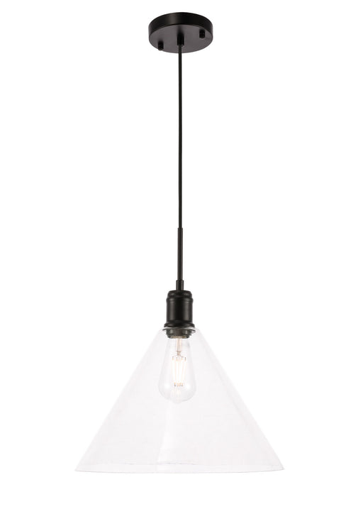 Elegant Lighting - LD6228BK - One Light Pendant - Hugh - Black And Clear Glass