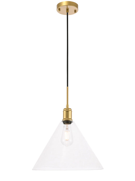 Elegant Lighting - LD6230BR - One Light Pendant - Hugh - Brass And Clear Glass
