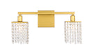 Elegant Lighting - LD7008BR - Two Light Wall Sconce - Phineas - Brass And Clear Crystals