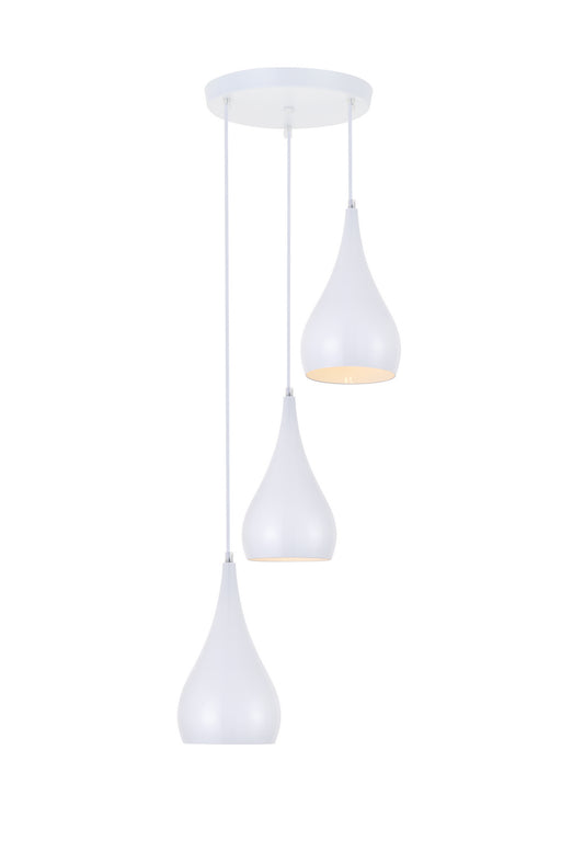 Elegant Lighting - LDPD2000WH - Three Light Pendant - Nora - White