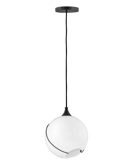 Hinkley - 30303BLK-WH - One Light Pendant - Skye - Black with Cased Opal glass