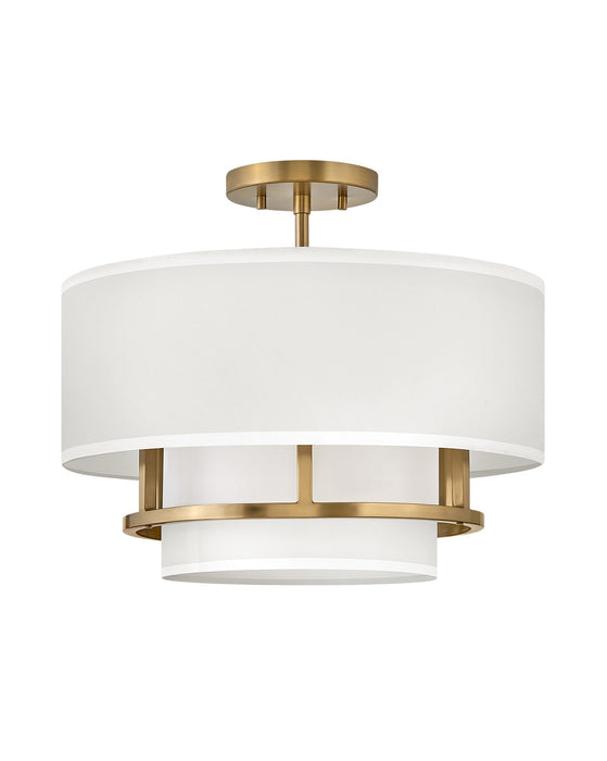 Hinkley - 38893LCB - Three Light Semi-Flush Mount - Graham - Lacquered Brass