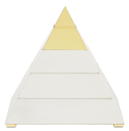 Currey and Company - 1200-0143 - Pyramid - White/Polished Brass