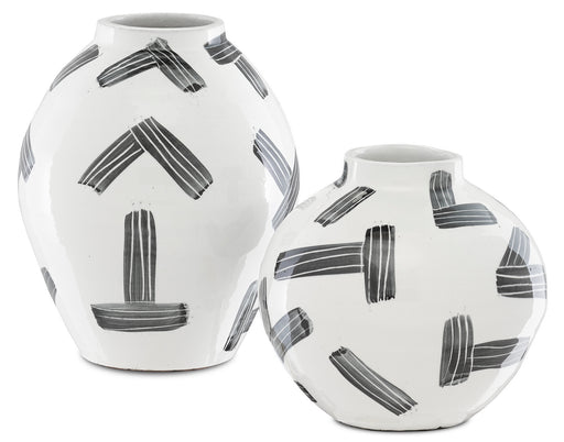 Currey and Company - 1200-0313 - Vase Set of 2 - White/Black