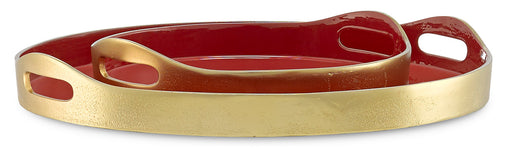 Currey and Company - 1200-0362 - Tray Set of 2 - Gold/Red