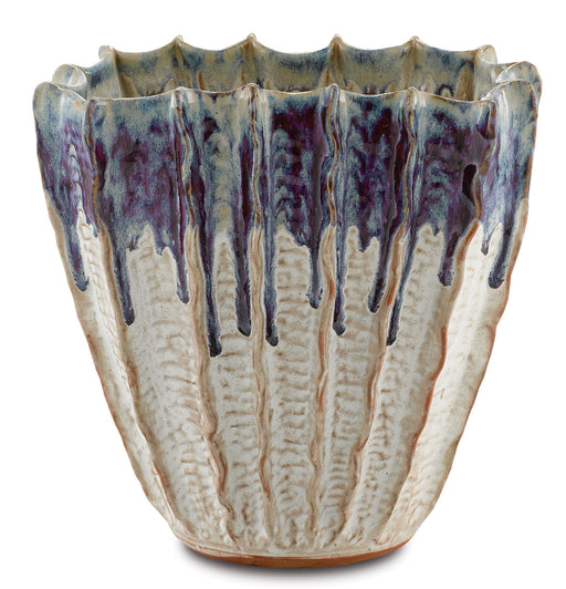 Currey and Company - 1200-0366 - Vase - White with Blue and Purple Drip