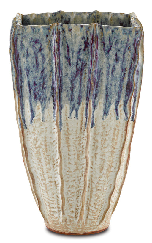 Currey and Company - 1200-0367 - Vase - White with Blue and Purple Drip