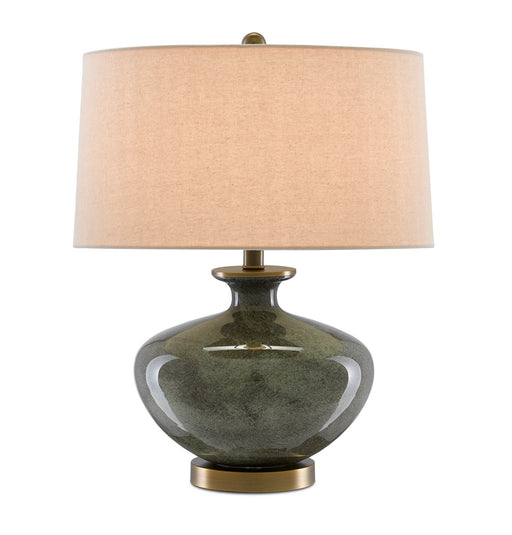 Currey and Company - 6000-0601 - One Light Table Lamp - Dark Gray/Moss Green/Antique Brass