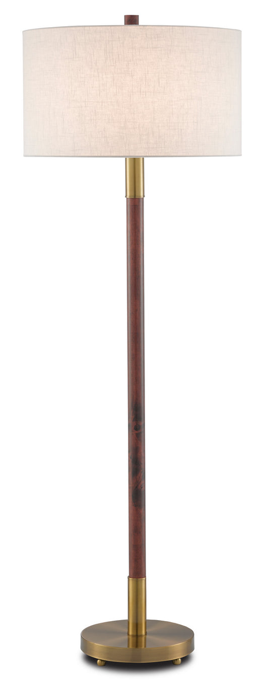 Currey and Company - 8000-0081 - One Light Floor Lamp - Mahogany/Antique Brass