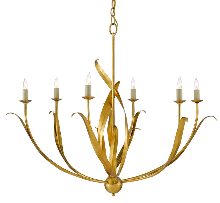 Currey and Company - 9000-0444 - Six Light Chandelier - Antique Gold Leaf