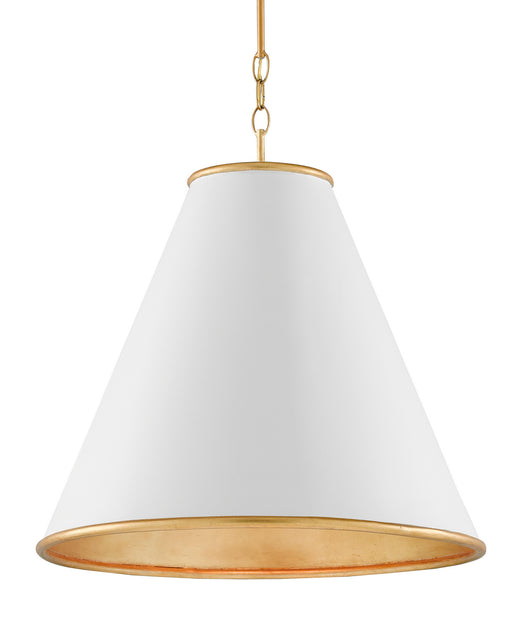 Currey and Company - 9000-0537 - One Light Pendant - Painted Gesso White/Contemporary Gold Leaf/Painted Gold