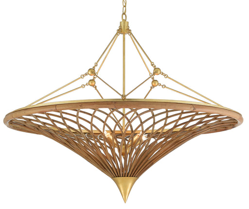 Currey and Company - 9000-0560 - Four Light Chandelier - Natural/Contemporary Gold Leaf