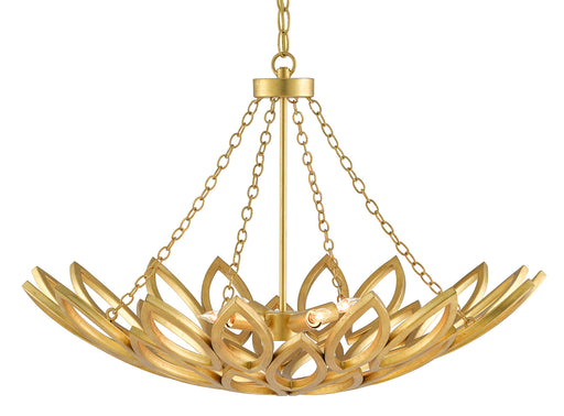 Currey and Company - 9000-0565 - Four Light Chandelier - Contemporary Gold Leaf