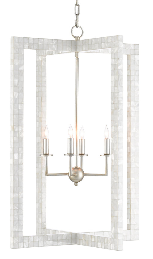 Currey and Company - 9000-0575 - Four Light Chandelier - Mother of Pearl/Contemporary Silver Leaf