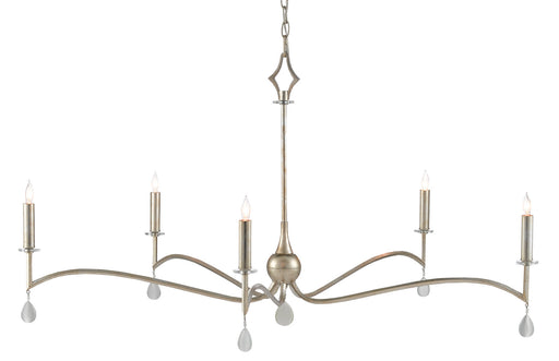 Currey and Company - 9000-0578 - Five Light Chandelier - Antique Silver Leaf/Natural