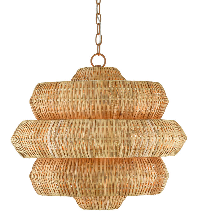 Currey and Company - 9000-0604 - Three Light Chandelier - Khaki/Natural Rattan