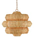 Currey and Company - 9000-0604 - Three Light Chandelier - Khaki/Natural Rattan