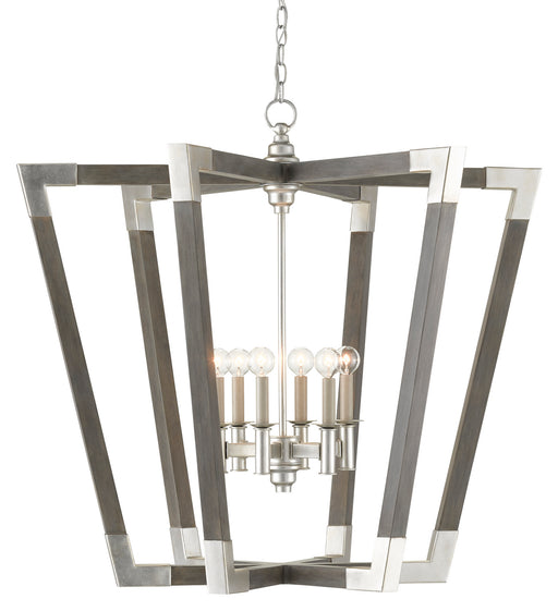 Currey and Company - 9000-0606 - Six Light Chandelier - Chateau Gray/Contemporary Silver Leaf