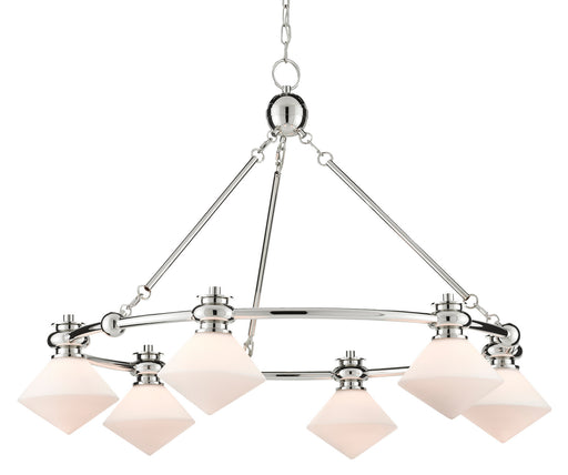 Currey and Company - 9000-0615 - Six Light Chandelier - Polished Nickel/White