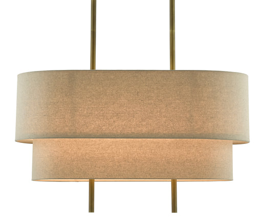 Currey and Company - 9000-0620 - Four Light Chandelier - Antique Brass/Linen