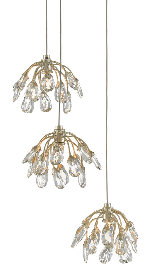 Currey and Company - 9000-0668 - Three Light Pendant - Painted Silver/Contemporary Silver Leaf